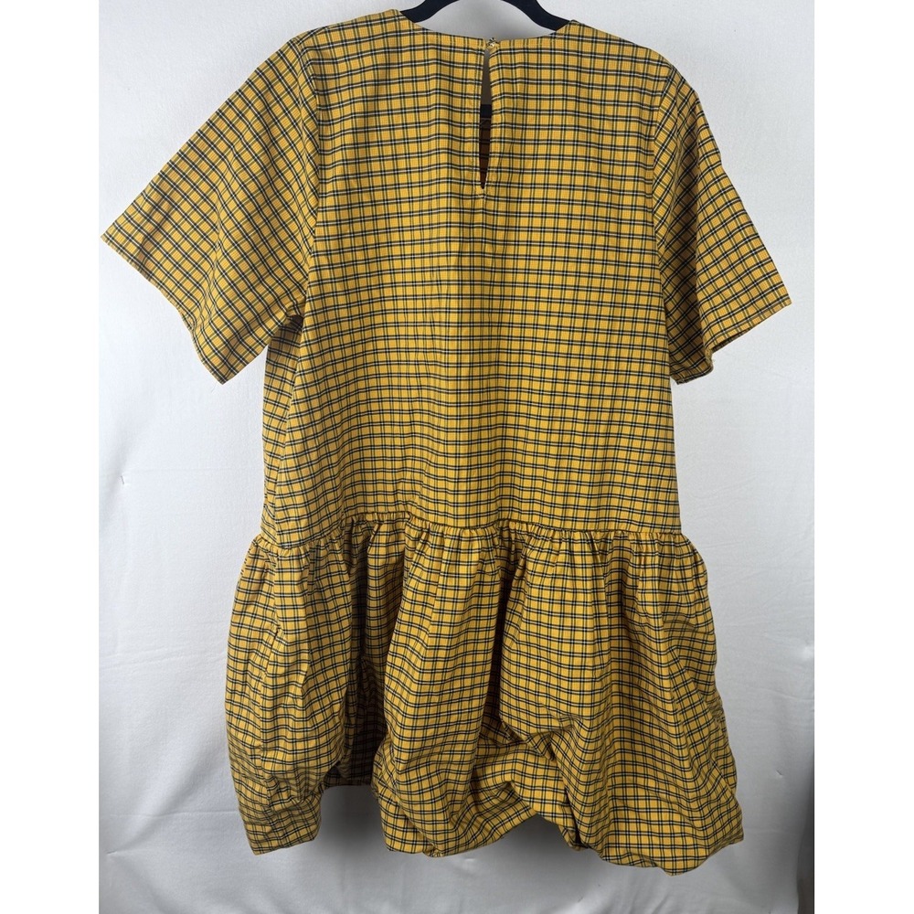 Levis Womens Plaid Dress XL Yellow Black Tiered Drop Waist Grunge Babydoll - Picture 2 of 7